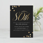 Minimalistisch zwart en goud 80ste verjaardag kaart (Staand voorkant)