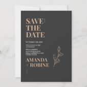 Minimalistisch zwart en goud Bespaar de datum Save The Date (Voorkant)