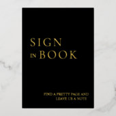 Minimalistisch zwart en goud bruiloft gastenboek t folie feestdagenkaart (Voorkant)
