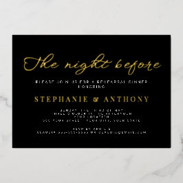 Minimalistisch zwart en goud de nacht voor het huw folie uitnodiging