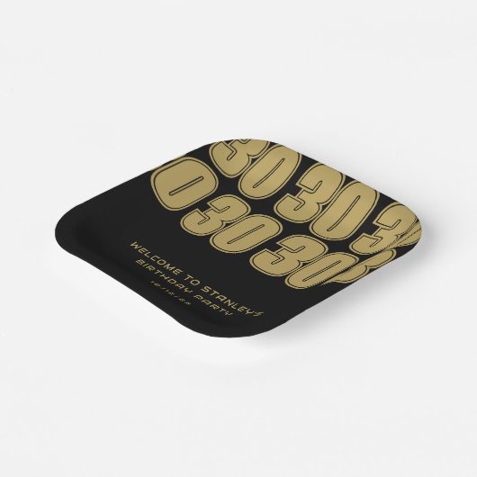 Minimalistisch Zwart en Goud Dertig Verjaardagsfee Papieren Bordje (Gebogen)