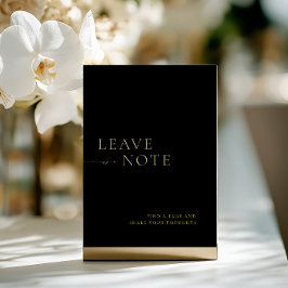 Minimalistisch zwart en goud gastenboek teken folie uitnodiging