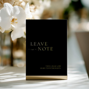 Minimalistisch zwart en goud gastenboek teken folie uitnodiging