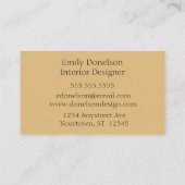 Minimalistisch zwart en goud interieur stylist visitekaartje (Achterkant)