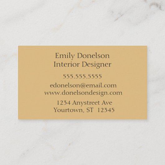 Minimalistisch zwart en goud interieur stylist visitekaartje (Achterkant)