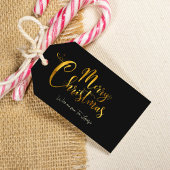 Minimalistisch zwart en goud kerst label cadeaulabel