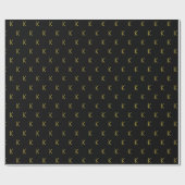 Minimalistisch zwart en goud monogram cadeaupapier (Vlak)