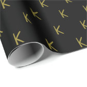 Minimalistisch zwart en goud monogram cadeaupapier (Rol Hoek)