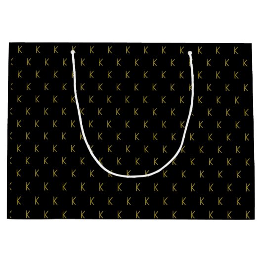 Minimalistisch zwart en goud monogram groot cadeauzakje (Voorkant)