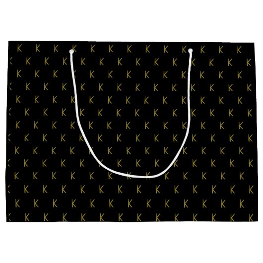 Minimalistisch zwart en goud monogram groot cadeauzakje (Achterkant)