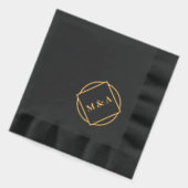 Minimalistisch zwart en goud Monogram / Logo Folie Servetten (Links)