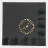 Minimalistisch zwart en goud Monogram / Logo Folie Servetten (Voorkant)