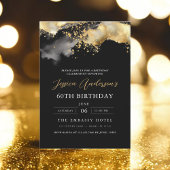 Minimalistisch zwart en goud script 60ste verjaard kaart