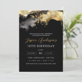 Minimalistisch zwart en goud script 70ste verjaard kaart (Staand voorkant)