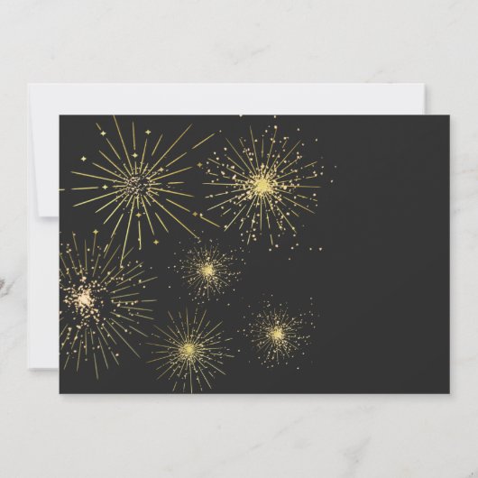 Minimalistisch zwart en goud vuurwerk opslaan de d kaart (Achterkant)
