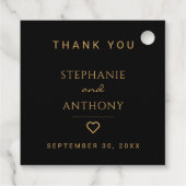 Minimalistisch zwart en gouden hedendaags huwelijk bedankjes labels (Achterkant)