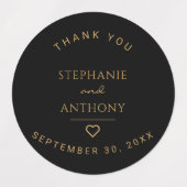 Minimalistisch zwart en gouden hedendaags huwelijk labels (Design 1)