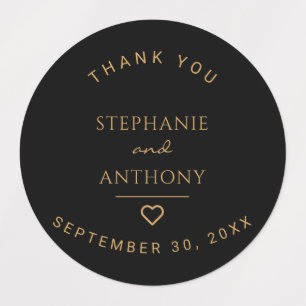 Minimalistisch zwart en gouden hedendaags huwelijk labels
