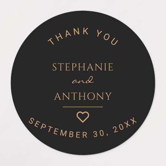 Minimalistisch zwart en gouden hedendaags huwelijk labels (Design 1)