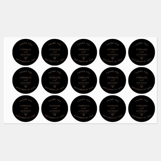 Minimalistisch zwart en gouden hedendaags huwelijk labels (Vel)