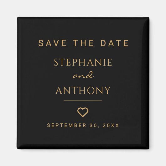 Minimalistisch zwart en gouden hedendaags huwelijk magneet (Voorkant)