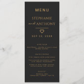 Minimalistisch zwart en gouden hedendaags huwelijk menu (Voorkant)
