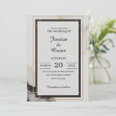 Minimalistisch zwart en gouden huwelijk kaart (Staand voorkant)