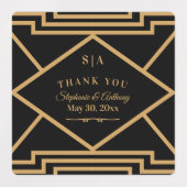 Minimalistisch zwart en gouden kunst Deco Wedding Labels (Design 1)