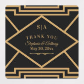 Minimalistisch zwart en gouden kunst Deco Wedding Labels (Design 2)