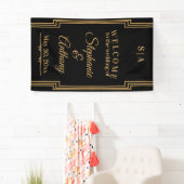 Minimalistisch zwart en gouden kunst Deco Wedding Spandoek (Insitu)