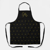 Minimalistisch zwart en gouden monogram schort (Voorkant)