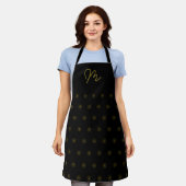 Minimalistisch zwart en gouden monogram schort (Gedragen)