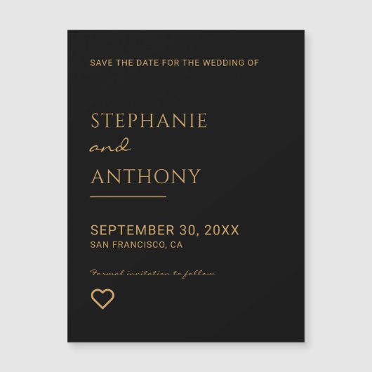 Minimalistisch zwart en goudhartmodern huwelijk (Voorkant)
