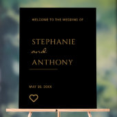 Minimalistisch zwart en goudhartmodern huwelijk acryl bord (Neutraal)