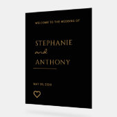 Minimalistisch zwart en goudhartmodern huwelijk acryl bord (Hoek)