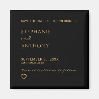 Minimalistisch zwart en goudhartmodern huwelijk magneet