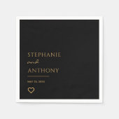 Minimalistisch zwart en goudhartmodern huwelijk servet (Voorkant)