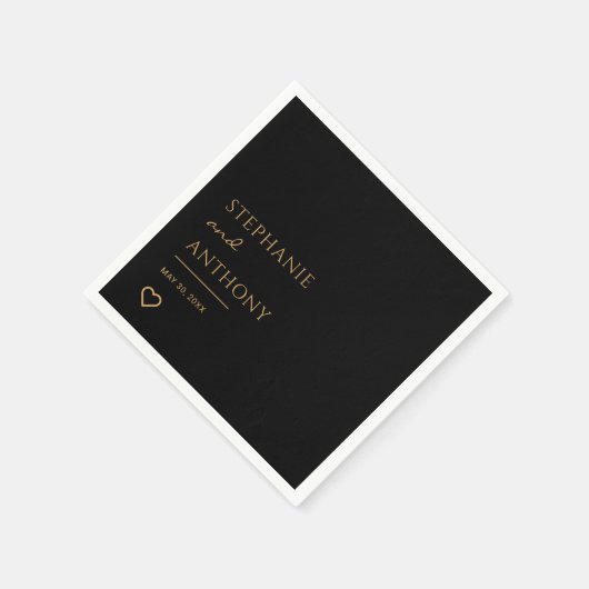 Minimalistisch zwart en goudhartmodern huwelijk servet (Hoek)