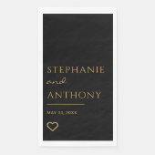 Minimalistisch zwart en goudhartmodern huwelijk servet (Voorkant)
