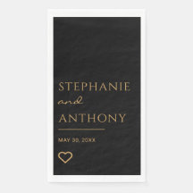 Minimalistisch zwart en goudhartmodern huwelijk