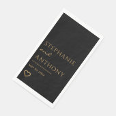 Minimalistisch zwart en goudhartmodern huwelijk servet (Hoek)