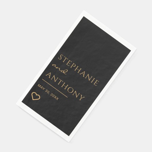 Minimalistisch zwart en goudhartmodern huwelijk servet (Hoek)