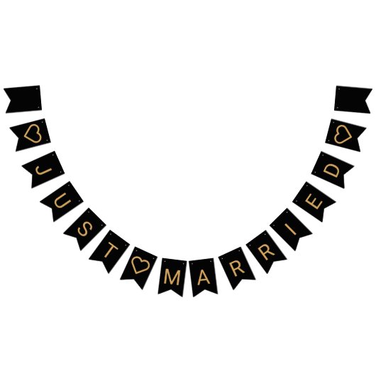 Minimalistisch zwart en goudhartmodern huwelijk vlaggetjes (Alle)