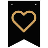 Minimalistisch zwart en goudhartmodern huwelijk vlaggetjes (Tweede vlag)