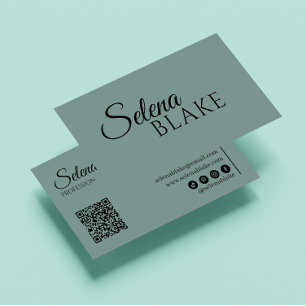Minimalistisch zwart en groen Moderne QR-code Visitekaartje