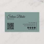 Minimalistisch zwart en groen | Moderne QR-code Visitekaartje (Achterkant)