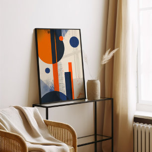 Minimalistisch zwart en Oranje geometrisch Poster