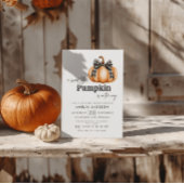 Minimalistisch zwart en Oranje pompoen Baby shower Kaart