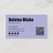 Minimalistisch zwart en Paarse | Moderne QR-code Visitekaartje (Achterkant)