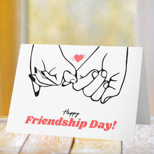 Minimalistisch Zwart en Rood Line Art Wenskaart Kaart